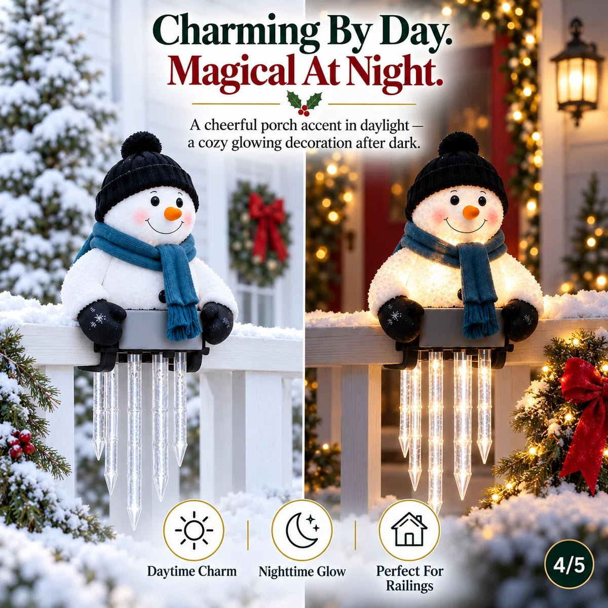 🎄56% OFF|⛄ Snowman Icicle Christmas Porch Light – Cozy Holiday Glow