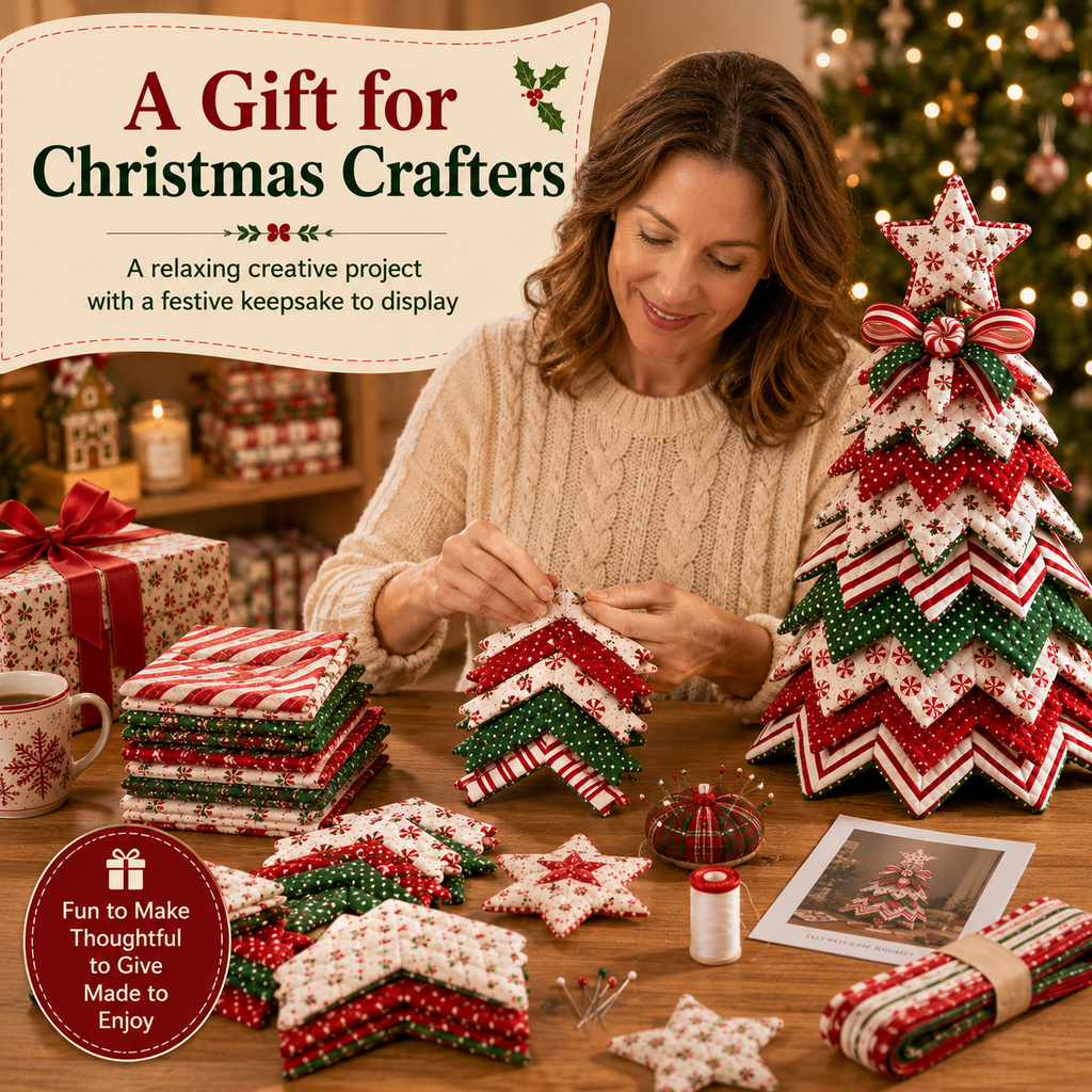 Candy Cane Star DIY Quilted Santa Christmas Tree Kit