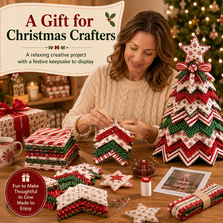 Candy Cane Star DIY Quilted Santa Christmas Tree Kit