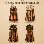 🎃 Lighted Halloween Ribbon Cascade™ – Handmade Door & Porch Decor