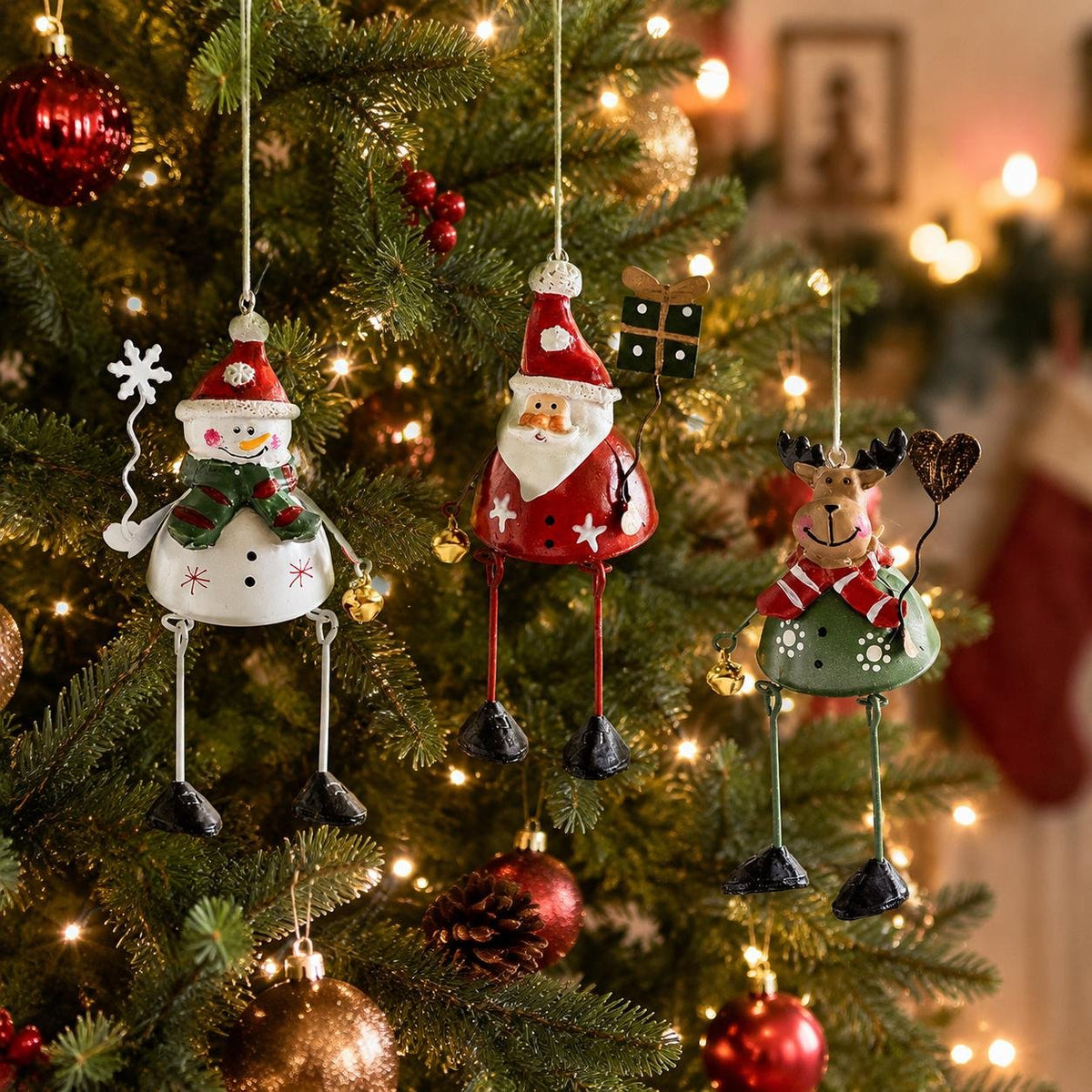 🌲Hot Sale Only £6.99!!!✨ Hand-Painted Metal Dangling Leg Christmas Ornaments