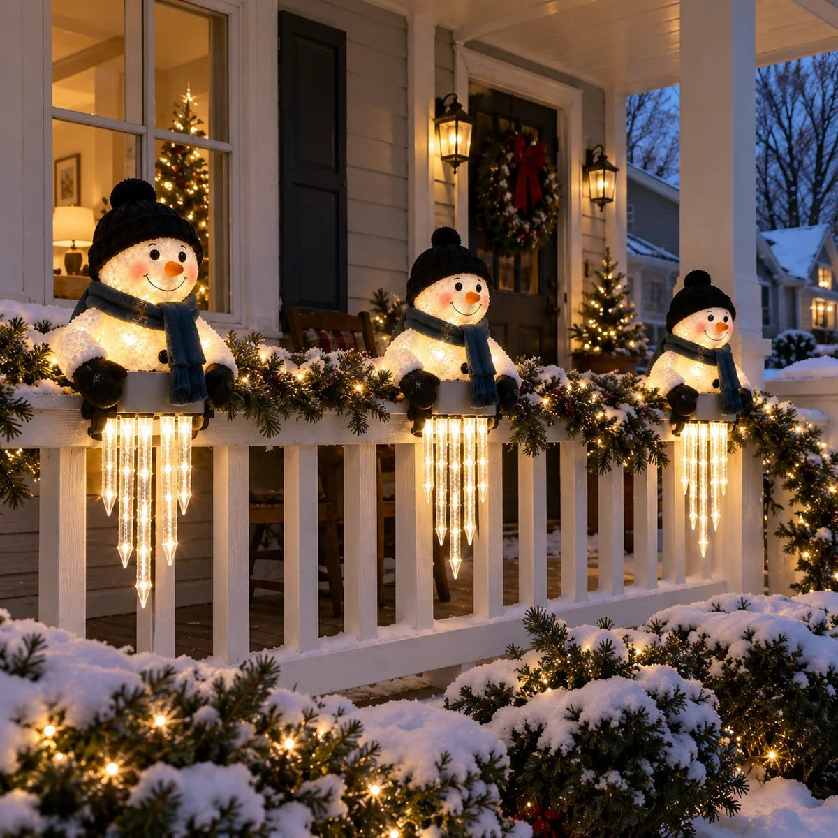 🎄56% OFF|⛄ Snowman Icicle Christmas Porch Light – Cozy Holiday Glow