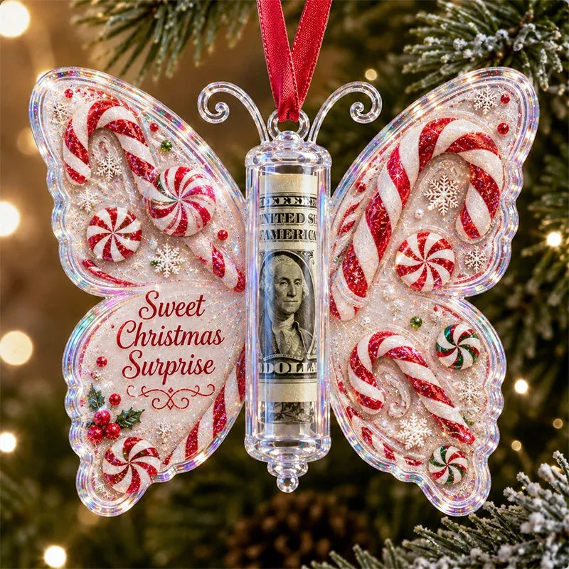 🔥🎄Christmas Cash Gift Butterfly Ornament🦋 – Holiday Money Holder Keepsake💵✨