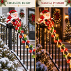 ⏳ Last Day 49% OFF – 🎅 Santa Magic Gift Cascade Railing Light | 3D Santa, 2 Glowing Gift Strands & Adjustable Rail Mount