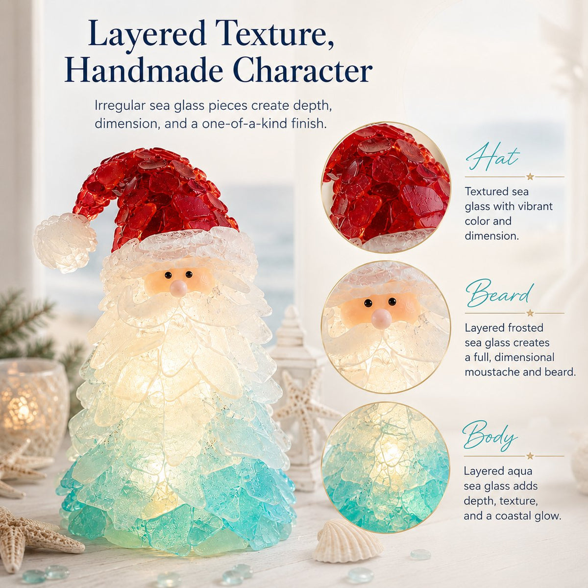 🔥66% OFF – DIY Lighted Sea Glass Christmas Decor Kit – Beginner-Friendly Holiday Craft