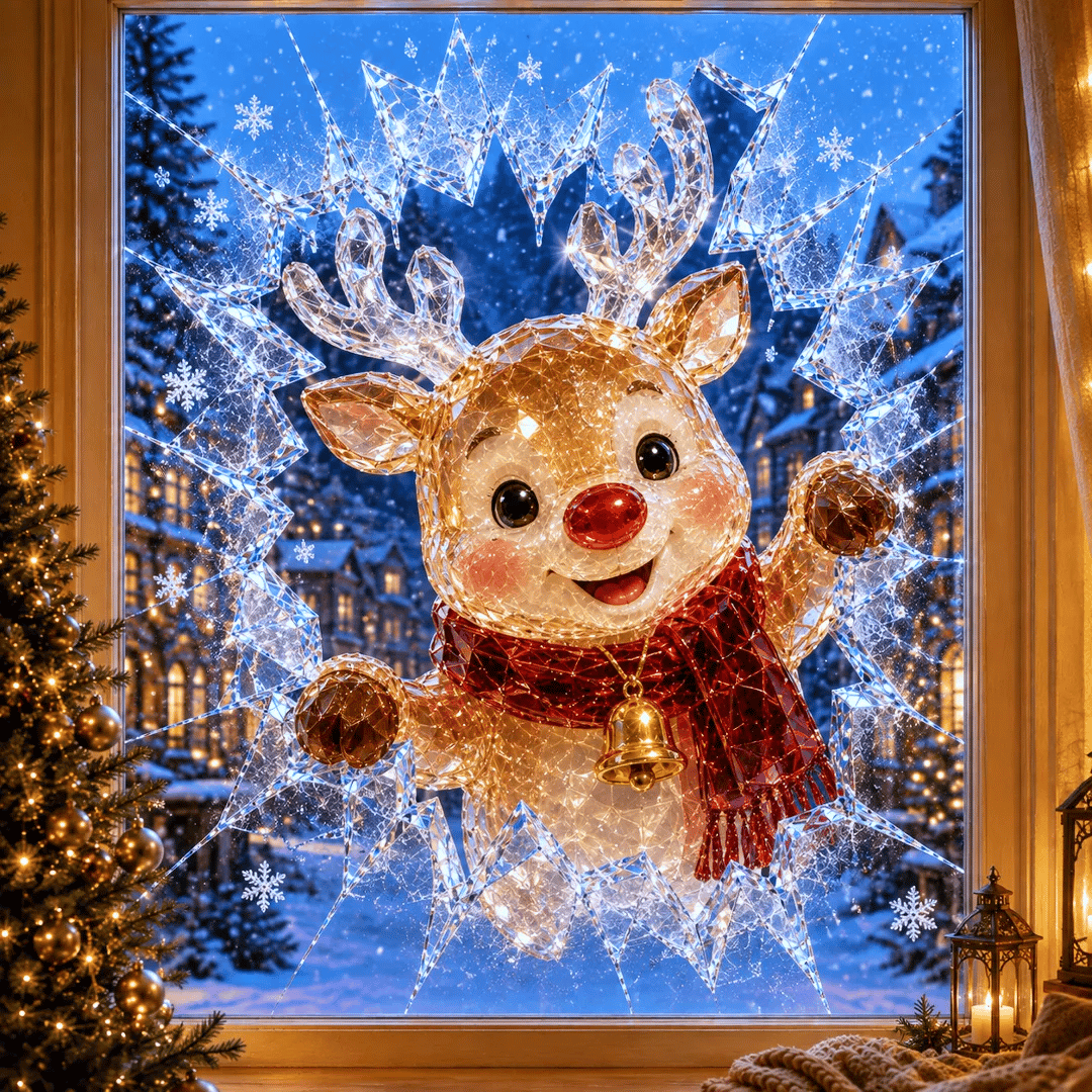 🔥 Only £6.99 | Save 63% – 3D Crystal Christmas Window Decal 🎄 Shattered-Glass Holiday Decoration