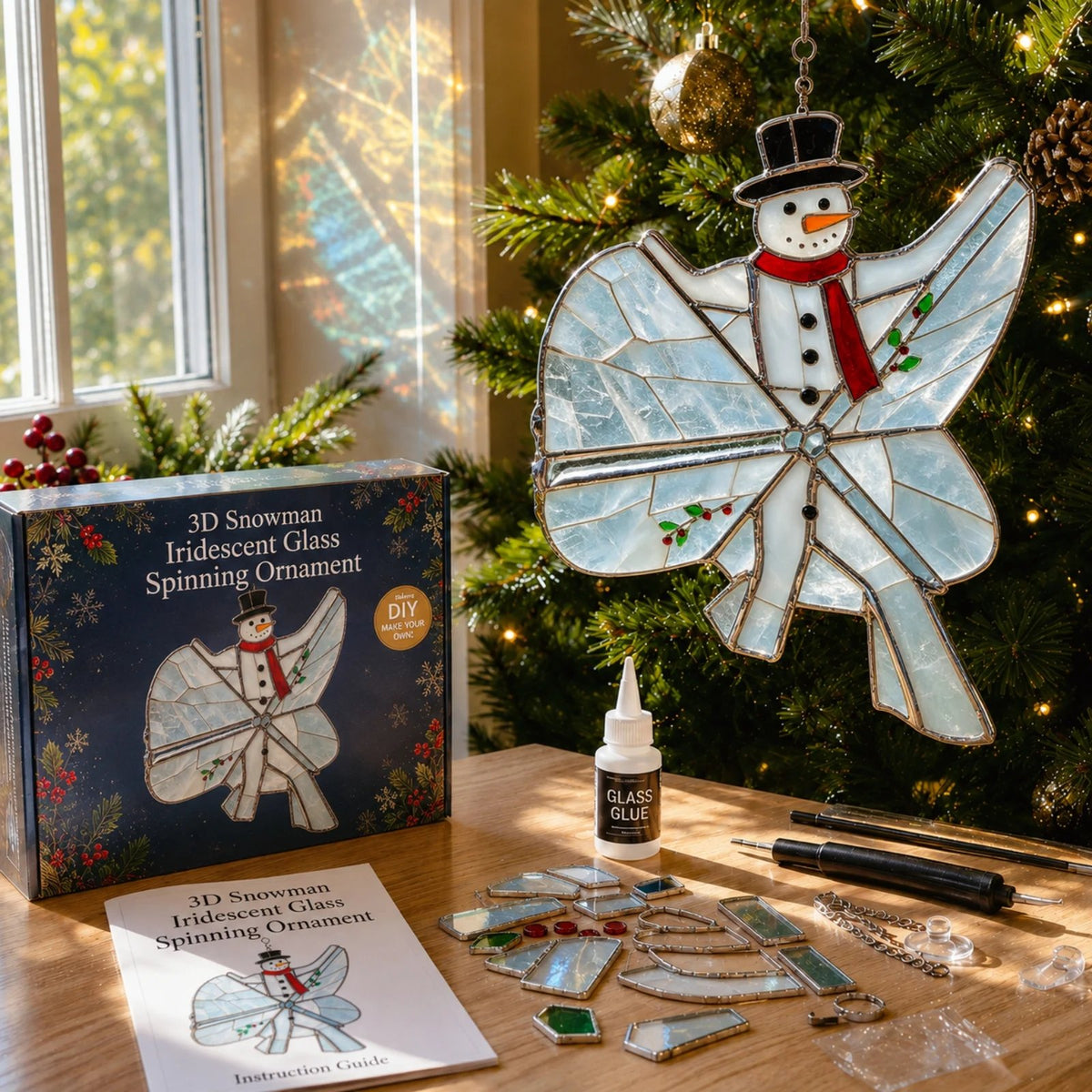 🔥LAST DAY 53% OFF - ✨⛄ DIY 3D Christmas Iridescent Glass Spinning Suncatcher Ornament Kit🎄