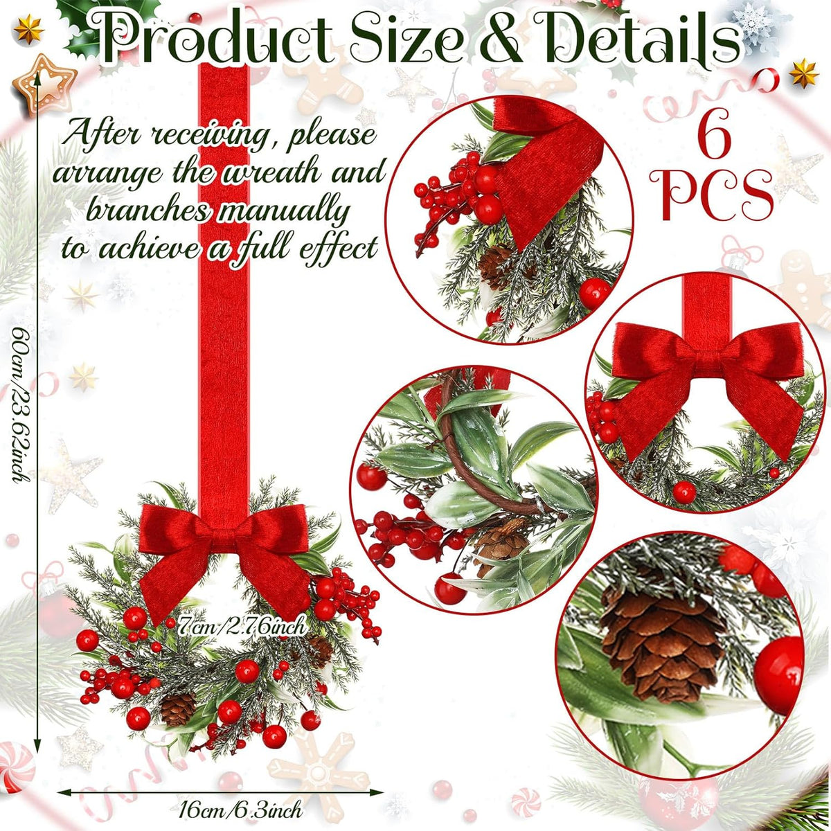 💥 56% OFF! 🎄Mini Christmas Wreaths✨Maximum Holiday Magic, Instant Festive Charm & Versatile Decor! 🎀