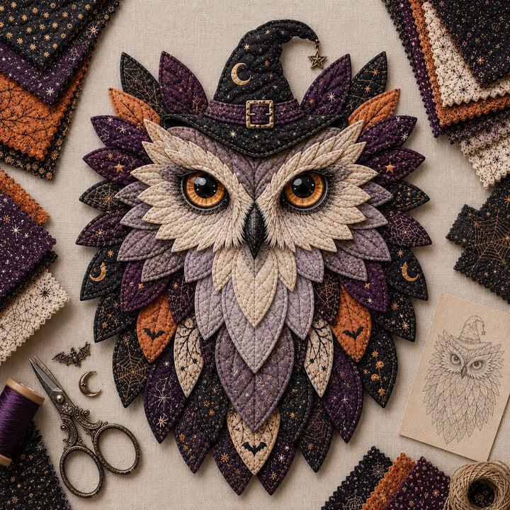 🦉 Layered Fabric Owl Wall Art DIY Kit