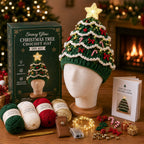 ⏳ Last Day 49% OFF – 🎄Beginner-Friendly Light-Up Christmas Tree Crochet Hat DIY Kit 💕