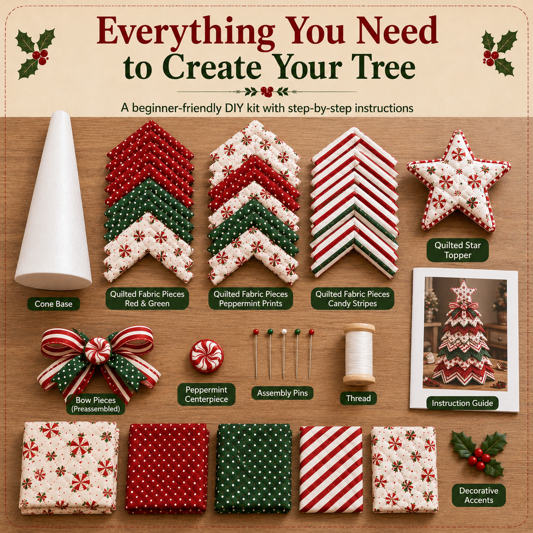 Candy Cane Star DIY Quilted Santa Christmas Tree Kit