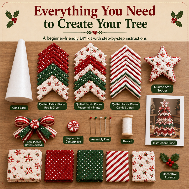 Candy Cane Star DIY Quilted Santa Christmas Tree Kit