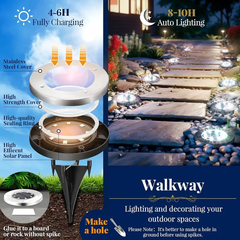 Yunsune Solar Ground Lights Outdoor – Waterproof Solar Garden Lights for Pathway, Lawn, Yard & Driveway, Cold White