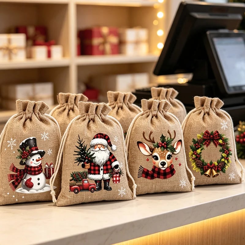 🎁ONLY£6.99!!! BUY 1 GET 1 FREE | Christmas Drawstring Gift Bags – 5 Festive Designs