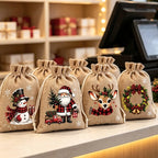 🎁ONLY£6.99!!! BUY 1 GET 1 FREE | Christmas Drawstring Gift Bags – 5 Festive Designs