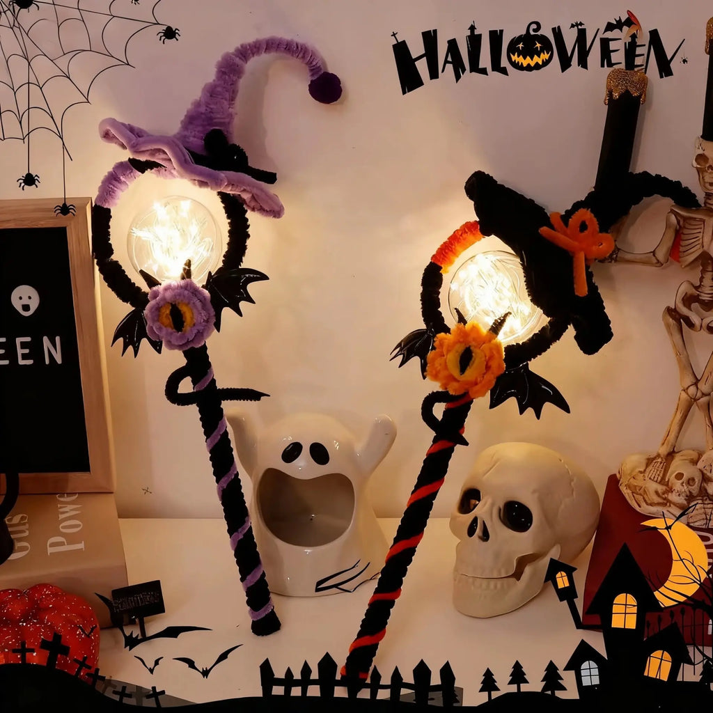 Halloween DIY Craft Kit LED Glowing Witch Magic Wand, Pipe Cleaners