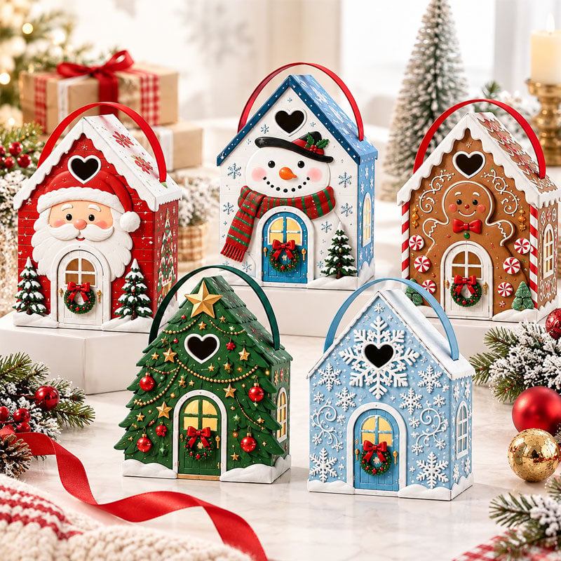 🎁Christmas Cottage Gift Box – 5 Festive Designs for Candy & Small Gifts