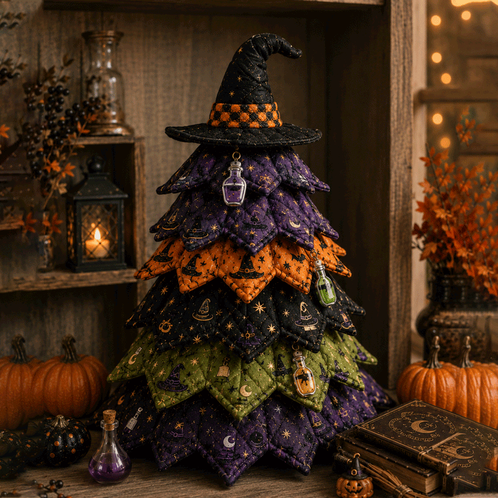 DIY Halloween Cat Quilted Fabric Tree Kit