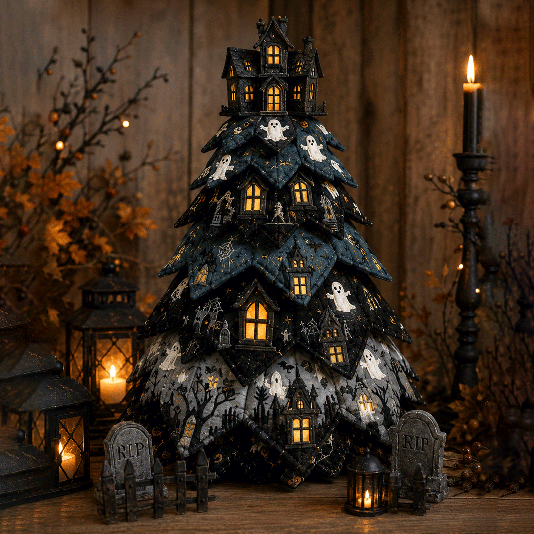 DIY Halloween Cat Quilted Fabric Tree Kit