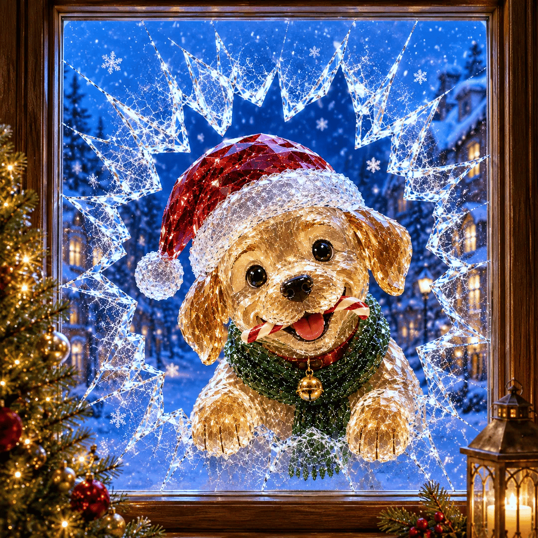🔥 Only £6.99 | Save 63% – 3D Crystal Christmas Window Decal 🎄 Shattered-Glass Holiday Decoration