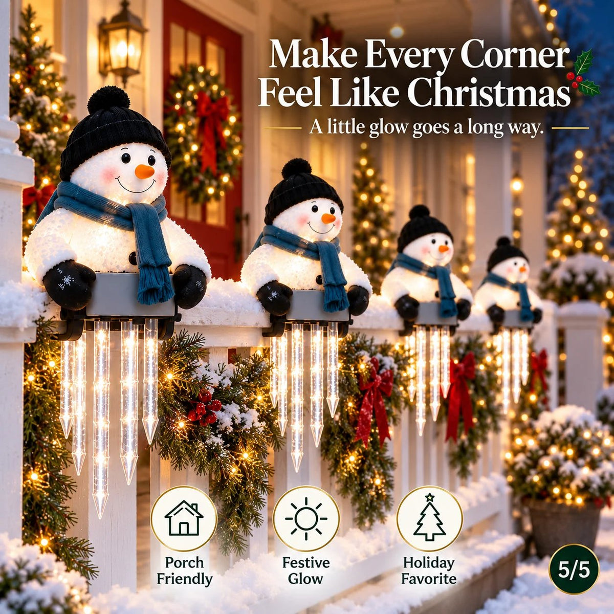 🎄56% OFF|⛄ Snowman Icicle Christmas Porch Light – Cozy Holiday Glow