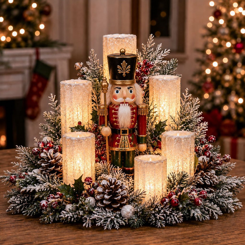 Christmas Hot Sale🎄Christmas Lighted Centerpiece with Flameless Candle Glow