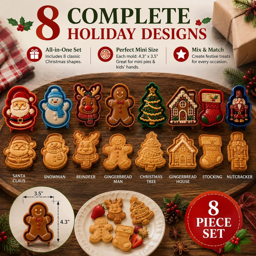 💥ONLY £7.99!!!🎁 BUY 1 GET 1 FREE | Christmas Baking Moulds – 8 Festive Designs 🎄