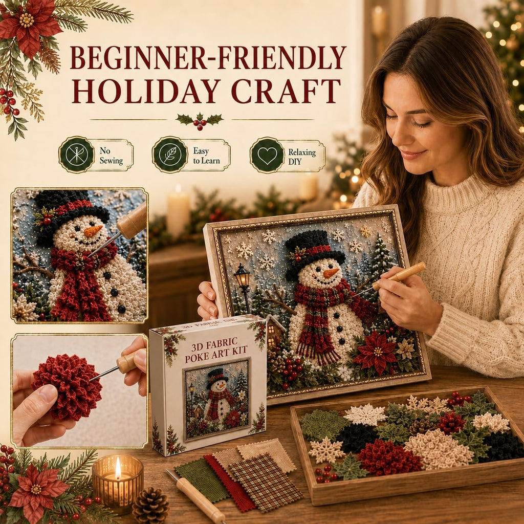 🔥Christmas Discount 59% Off🎅 3D Christmas Fabric Poke‐Art Craft Kit | Framed Shelf‐Ready Festive Decor