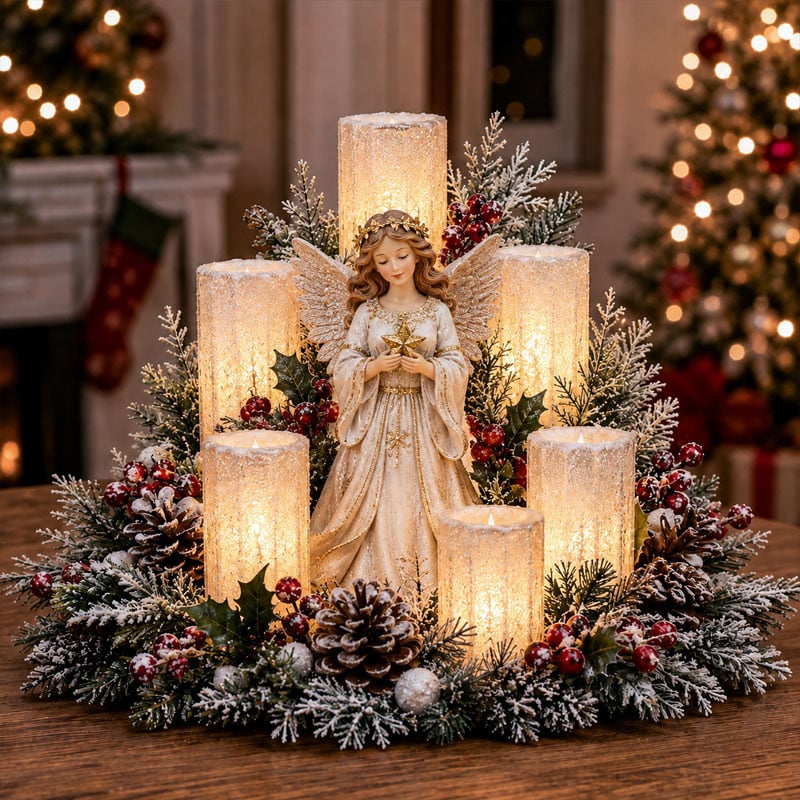 Christmas Hot Sale🎄Christmas Lighted Centerpiece with Flameless Candle Glow