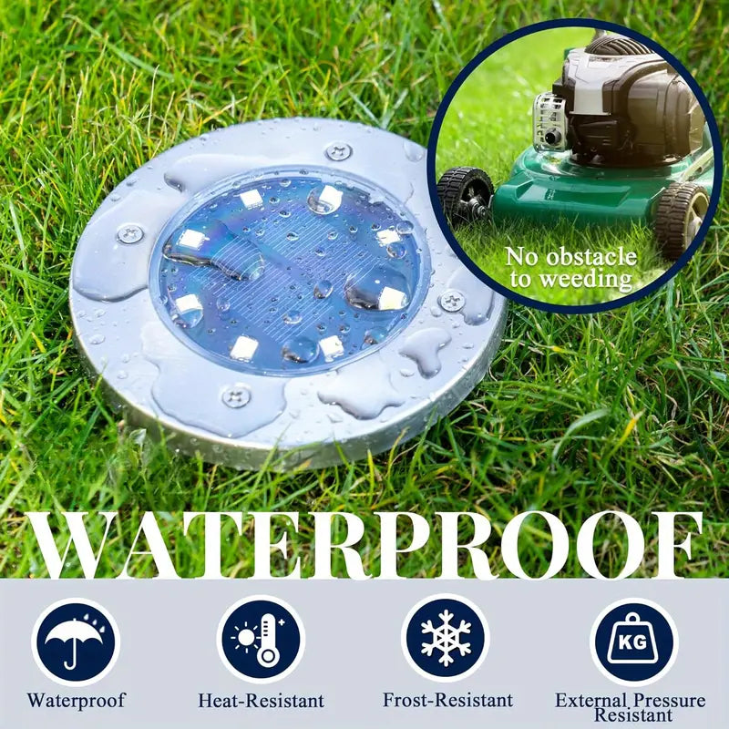 Yunsune Solar Ground Lights Outdoor – Waterproof Solar Garden Lights for Pathway, Lawn, Yard & Driveway, Cold White
