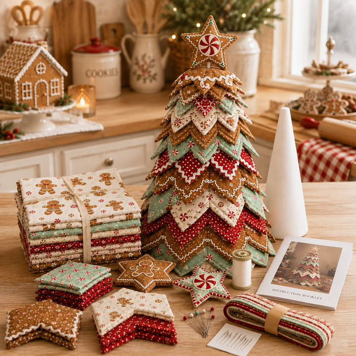 Gingerbread Stripe DIY Quilted Santa Christmas Tree Kit