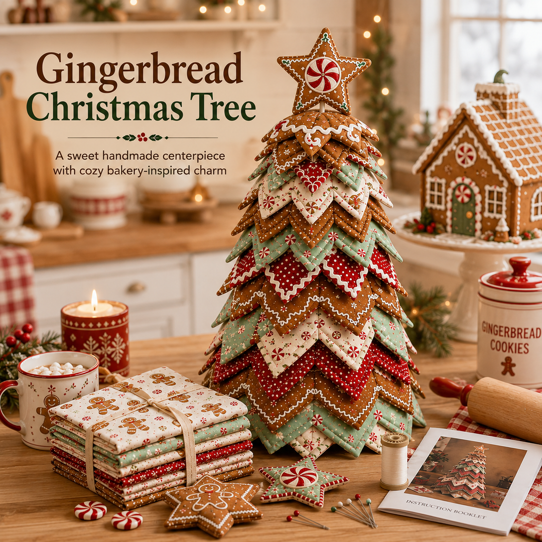 Gingerbread Stripe DIY Quilted Santa Christmas Tree Kit