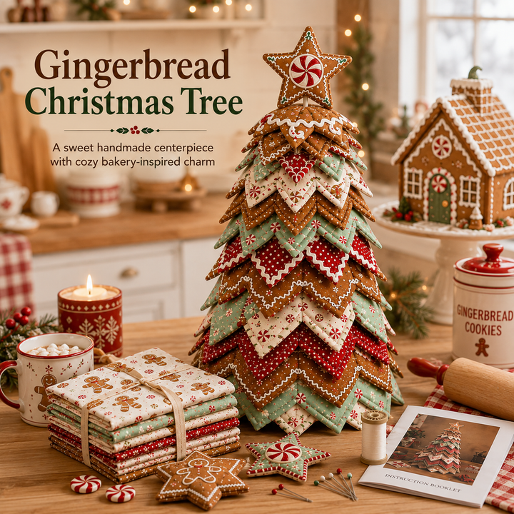 Gingerbread Stripe DIY Quilted Santa Christmas Tree Kit