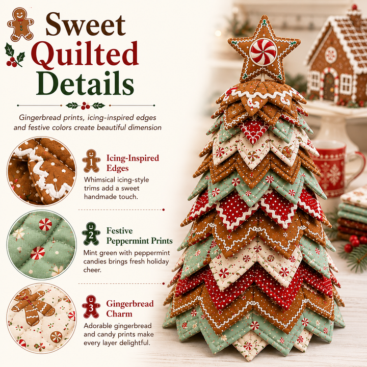 Gingerbread Stripe DIY Quilted Santa Christmas Tree Kit