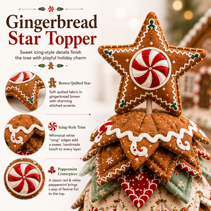 Gingerbread Stripe DIY Quilted Santa Christmas Tree Kit