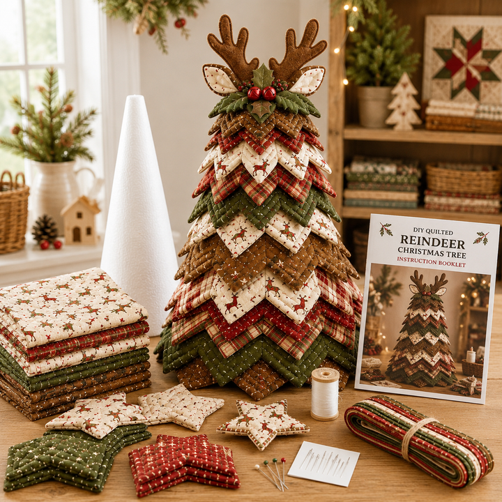 Rustic Gingerbread DIY Quilted Santa Christmas Tree Kit