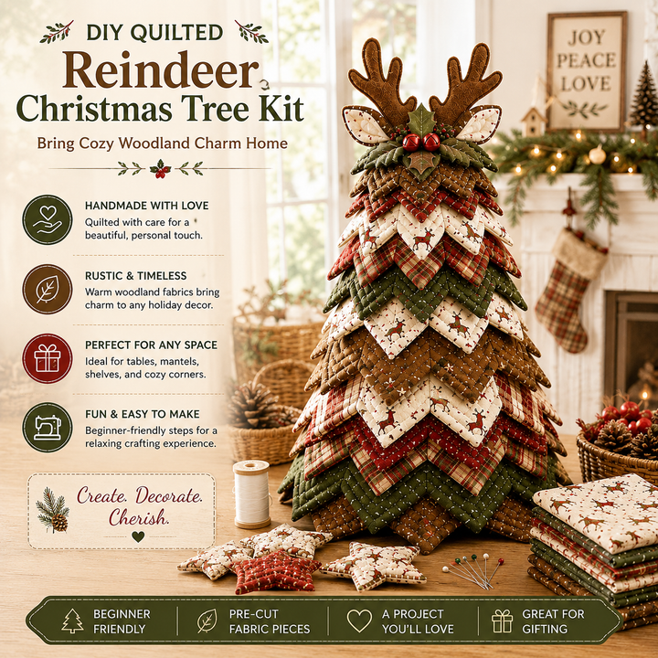 Rustic Gingerbread DIY Quilted Santa Christmas Tree Kit