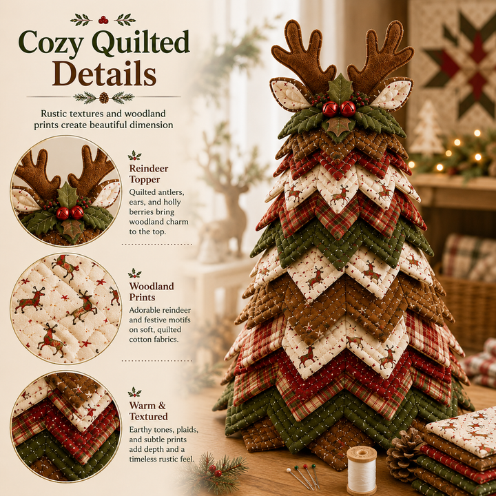 Rustic Gingerbread DIY Quilted Santa Christmas Tree Kit