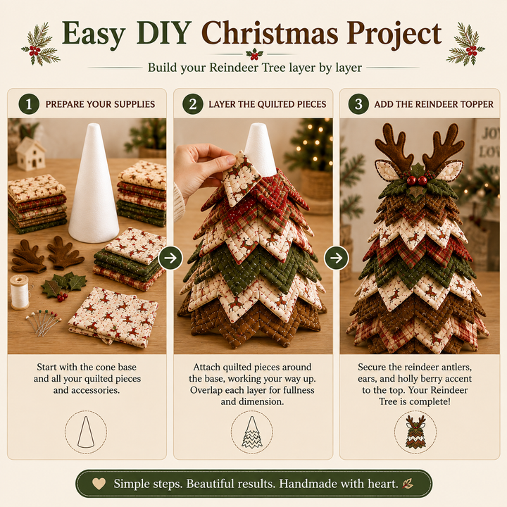 Rustic Gingerbread DIY Quilted Santa Christmas Tree Kit