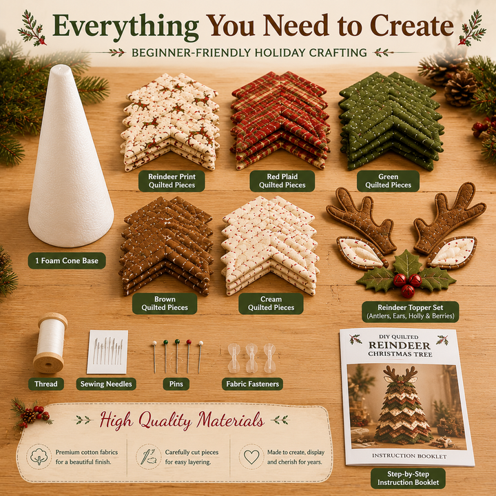 Rustic Gingerbread DIY Quilted Santa Christmas Tree Kit