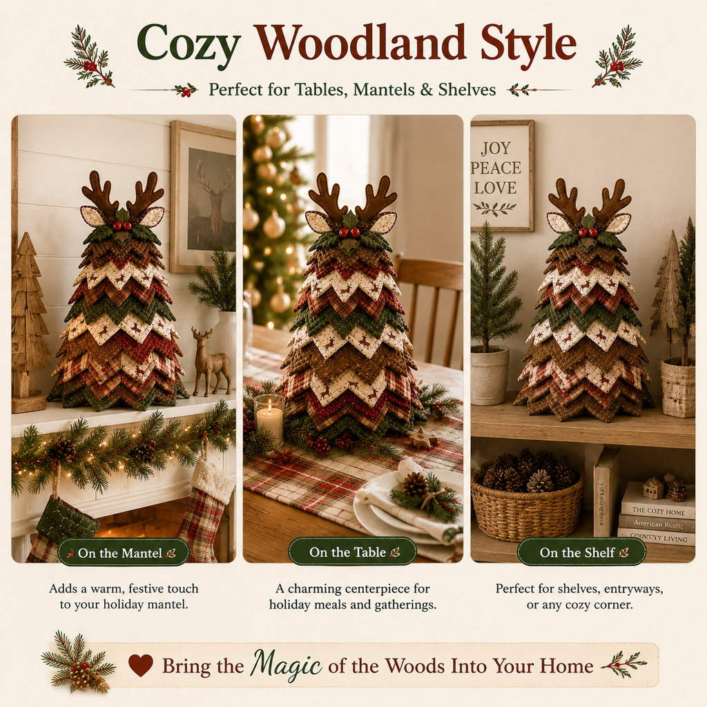 Rustic Gingerbread DIY Quilted Santa Christmas Tree Kit