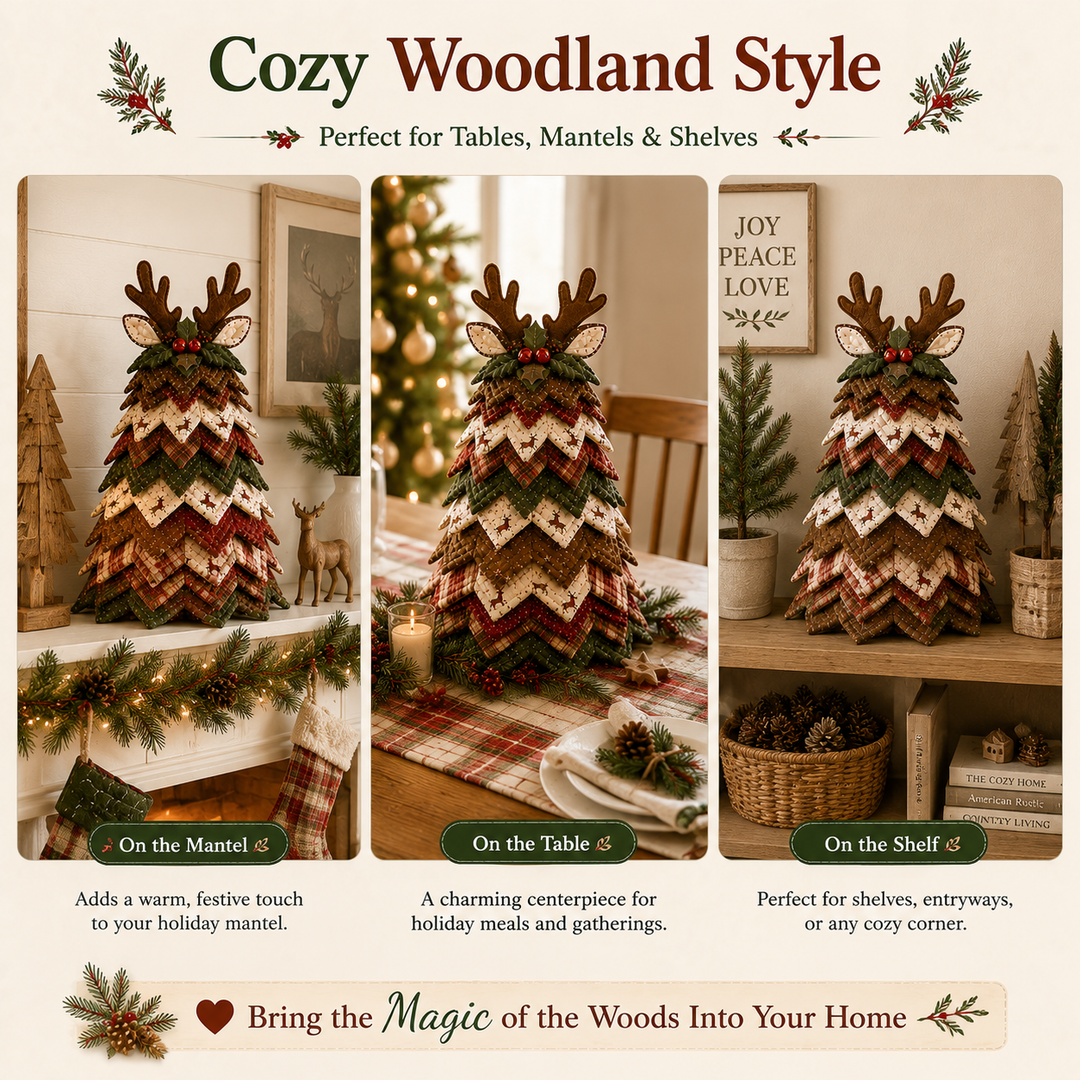 Rustic Gingerbread DIY Quilted Santa Christmas Tree Kit
