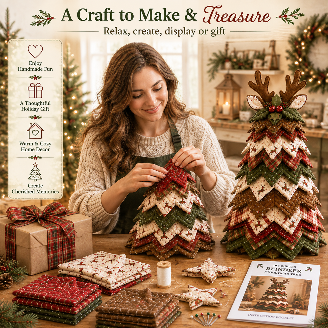 Rustic Gingerbread DIY Quilted Santa Christmas Tree Kit