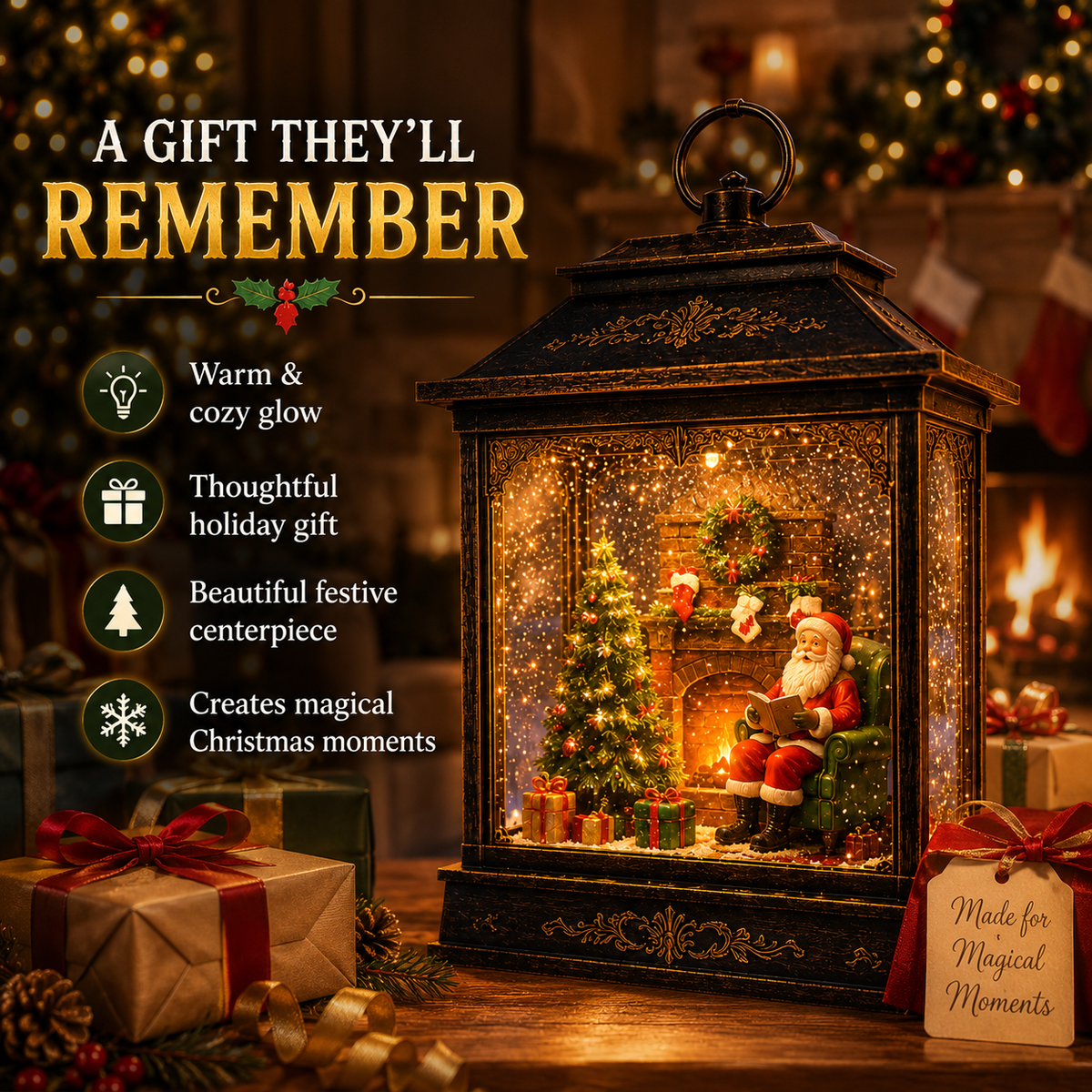 🔥Hot Sale 40% OFF🔥Santa’s Magical Fireplace Lantern ✨🎅