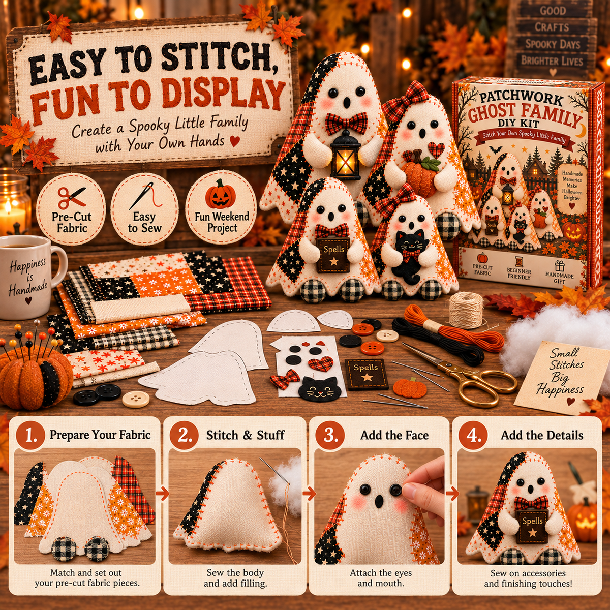 Spooky Stitches DIY Ghost Family Kit