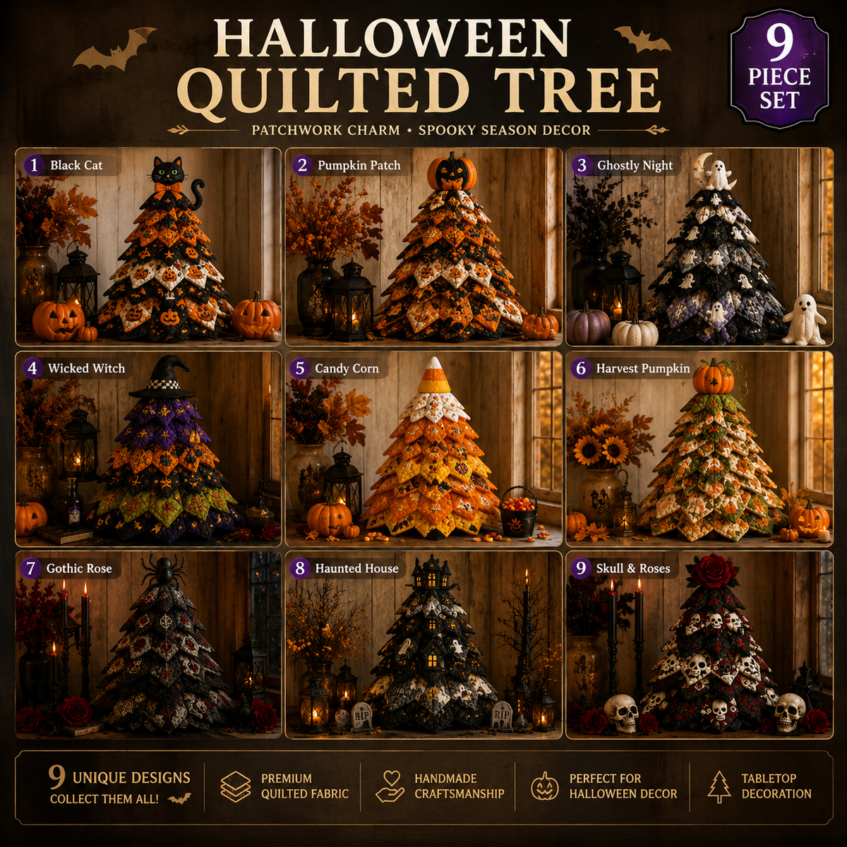 Pumpkin Harvest - DIY Halloween Theme Quilted Fabric Tree Kit