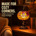 🎃 Halloween Pumpkin Glow Lamp – Vintage Stained-Glass-Style Table Light