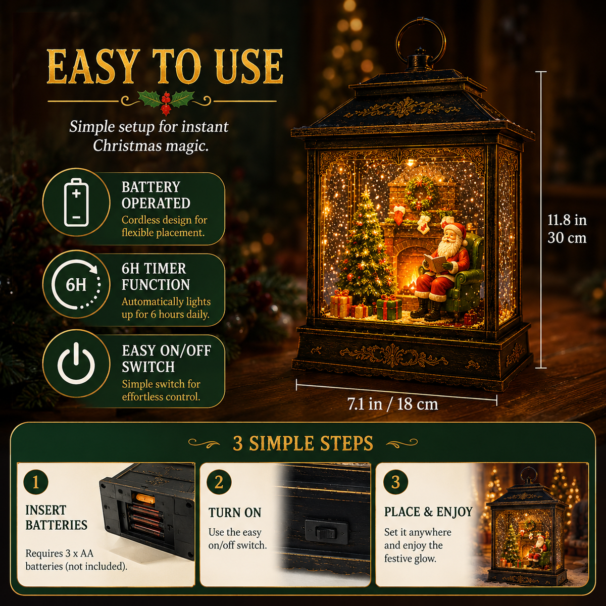 🔥Hot Sale 40% OFF🔥Santa’s Magical Fireplace Lantern ✨🎅