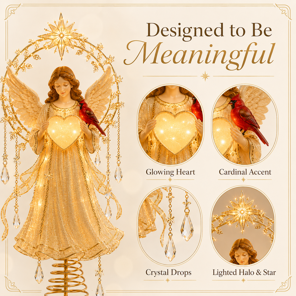 🔥Last Day 45% OFF✨ Lighted Angel Christmas Tree Topper with Cardina