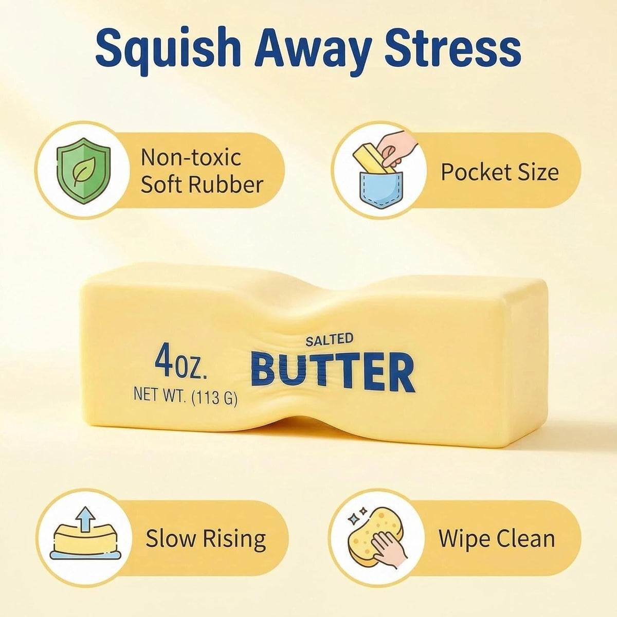 Hot Sale Crunchy Sound Butter Bar Squishy Toy - Soft Squeeze Fidget Toy